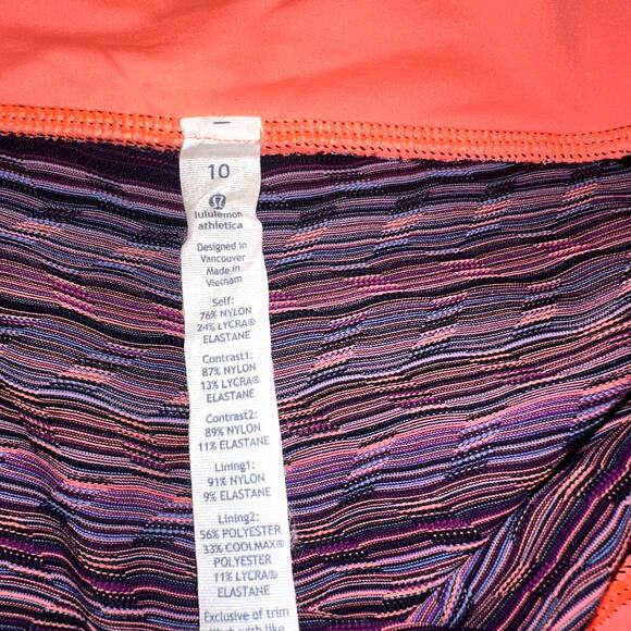 Lululemon Women's Size 10 Multicolor Coral Zipper Pocket Striped Ankle Leggings - Picture 6 of 9
